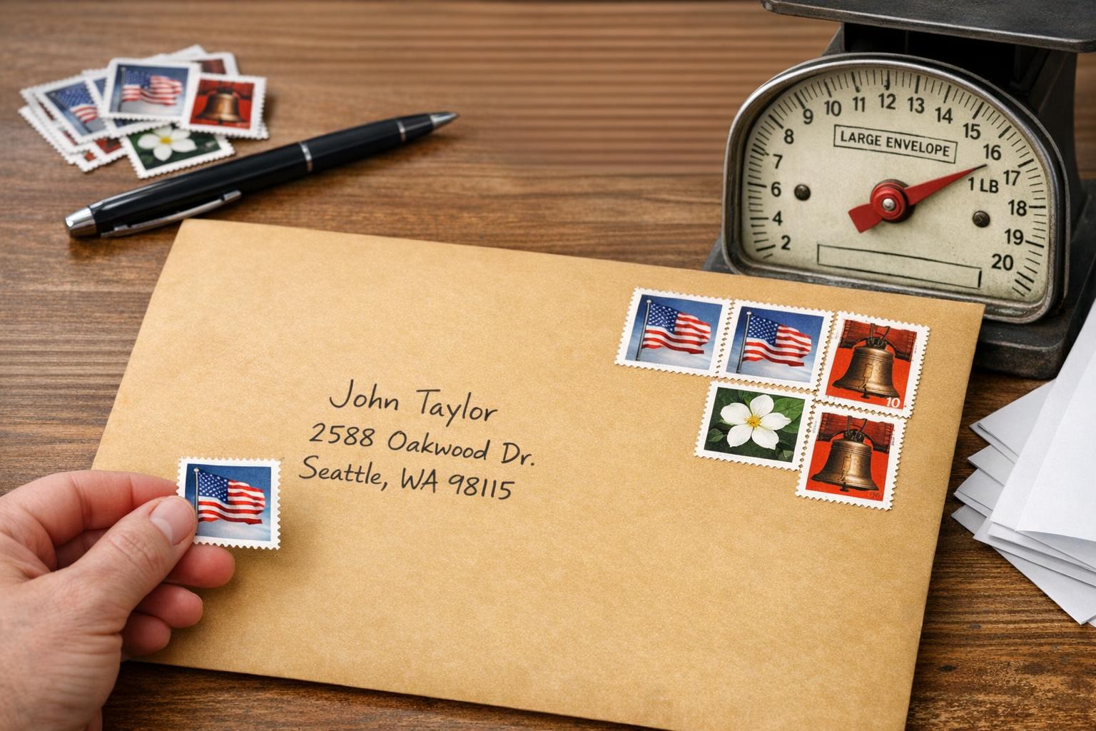 how many stamps for a large envelope